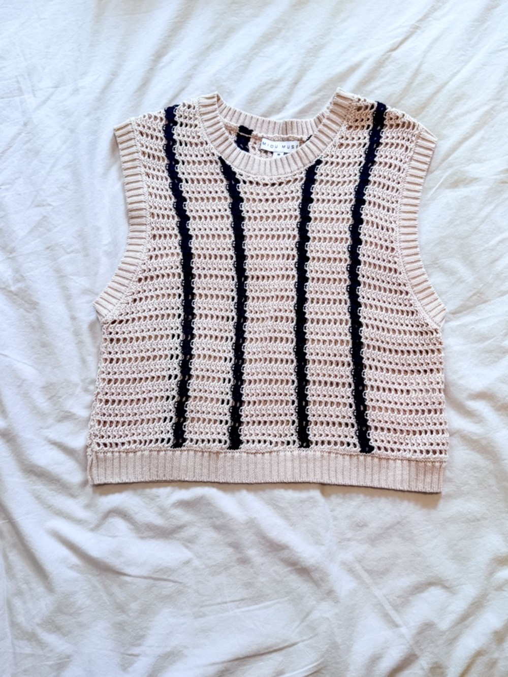 Striped Crochet Sleeveless Top